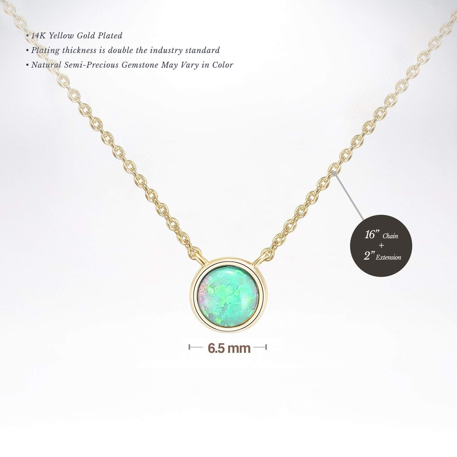 Oval-Cut Lab-Created Opal & Diamond Accent Necklace 10K Yellow Gold 18